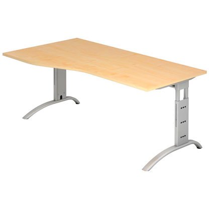 Artikelbild für HAMMERBACHER FS18 höhenverstellbarer Schreibtisch ahorn Trapezform, C-Fuß-Gestell silber 180,0 x 80,0/100,0 cm, Artikelnummer 863535
