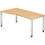 Artikelbild 1 für HAMMERBACHER QS18 höhenverstellbarer Schreibtisch ahorn Trapezform, 4-Fuß-Gestell silber 180,0 x 80,0/100,0 cm, Artikelnummer 868683