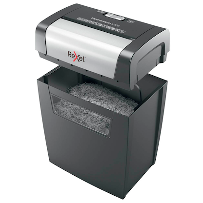 Artikelbild 5 für AKTION: Rexel Momentum X406 Aktenvernichter mit Partikelschnitt P-4, 4 x 28 mm, bis 6 Blatt, schwarz + GRATIS Rexel Heftgerät Supreme Omnipress S030, Artikelnummer 862377