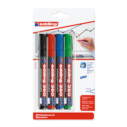 Artikelbild 10 für edding 360 Whiteboard-Marker farbsortiert 1,5 - 3,0 mm, 4 St., Artikelnummer 542985