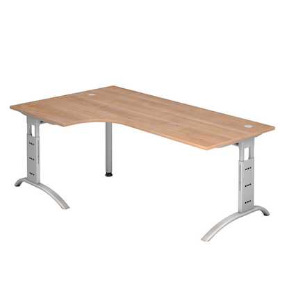 Artikelbild für HAMMERBACHER FS82 Schreibtisch nussbaum L-Form, C-Fuß-Gestell silber 200,0 x 80,0/120,0 cm, Artikelnummer 866412