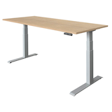 Artikelbild 1 für HAMMERBACHER XDKB19 elektrisch höhenverstellbarer Schreibtisch eiche rechteckig, C-Fuß-Gestell silber 180,0 x 80,0 cm, Artikelnummer 838387