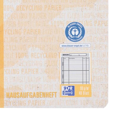 BRUNNEN Hausaufgabenheft Recycling – A5, 48 Blatt, Grün/grau – Klimaneutral Produziert – Mit Blauem Engel