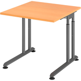 Artikelbild 1 für HAMMERBACHER ZS08 höhenverstellbarer Schreibtisch buche quadratisch, C-Fuß-Gestell grau 80,0 x 80,0 cm, Artikelnummer 990642