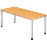 Artikelbild 1 für HAMMERBACHER QS19 höhenverstellbarer Schreibtisch buche rechteckig, 4-Fuß-Gestell silber 180,0 x 80,0 cm, Artikelnummer 828133