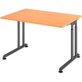 Artikelbild 1 für HAMMERBACHER ZS12 höhenverstellbarer Schreibtisch buche rechteckig, C-Fuß-Gestell grau 120,0 x 80,0 cm, Artikelnummer 990700