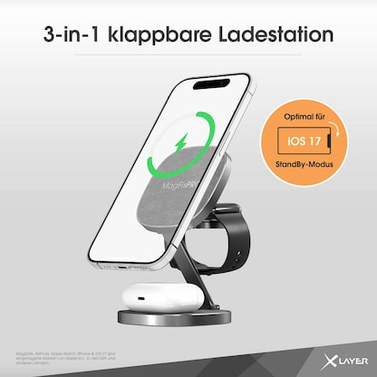 Artikelbild 11 für XLAYER MagFix Pro 3 in 1 Induktive Ladestation grau, 15 Watt, Artikelnummer 256137