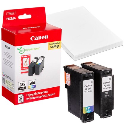 Artikelbild 17 für Canon PG-585 / CL-586 schwarz, color Druckerpatronen + Fotopapier, 2er-Set, Artikelnummer 603817