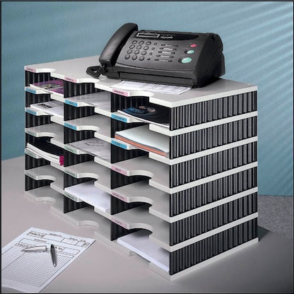 Artikelbild 2 für styro Sortierstation Styrodoc grau/blau mit 18 Fächer, Artikelnummer 435891