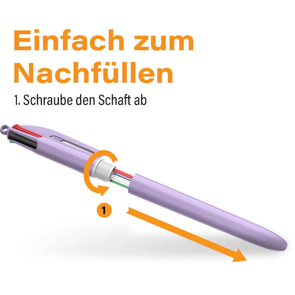 Artikelbild 15 für BIC 4-Farben-Kugelschreiber PASTEL pastellgelb, pastellrosa, pastellblau, Schreibfarbe: schwarz, blau, grün, rot, 1 St., Artikelnummer 385227