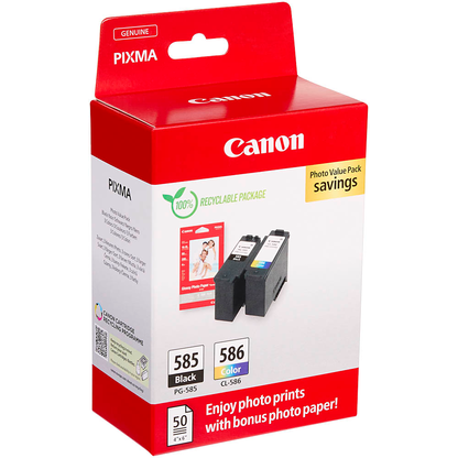Artikelbild 5 für Canon PG-585 / CL-586 schwarz, color Druckerpatronen + Fotopapier, 2er-Set, Artikelnummer 603817