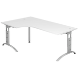 Artikelbild 1 für HAMMERBACHER FS82 Schreibtisch weiß L-Form, C-Fuß-Gestell silber 200,0 x 80,0/120,0 cm, Artikelnummer 867263