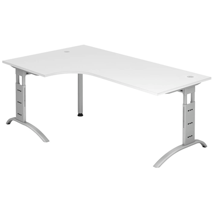 Artikelbild für HAMMERBACHER FS82 Schreibtisch weiß L-Form, C-Fuß-Gestell silber 200,0 x 80,0/120,0 cm, Artikelnummer 867263