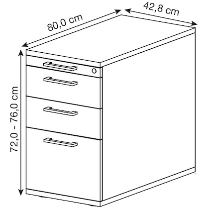 Artikelbild 2 für HAMMERBACHER Solid SC40 Standcontainer ahorn 4 Auszüge 42,8 x 80,0 x 72,0 - 76,0 cm, Artikelnummer 992608