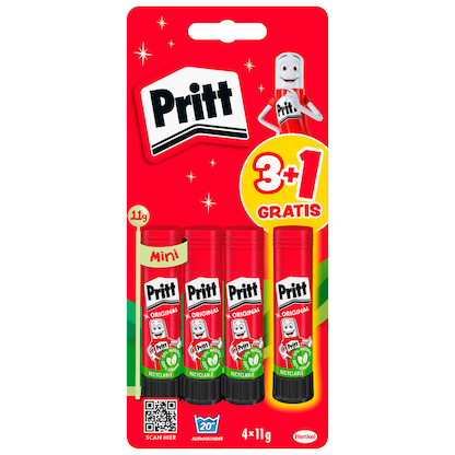 Artikelbild 1 für 3 + 1 GRATIS: 3 Pritt Klebestifte 3x 11,0 g + GRATIS Klebestift 11,0 g, Artikelnummer 619987