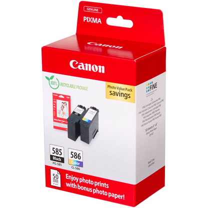 Artikelbild 6 für Canon PG-585 / CL-586 schwarz, color Druckerpatronen + Fotopapier, 2er-Set, Artikelnummer 603817
