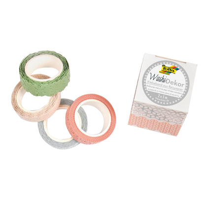 Artikelbild 3 für folia Washi Dekor pastell Deko-Klebeband matt 10,0/15,0 mm x 5,0 m 4 Rollen, Artikelnummer 192181