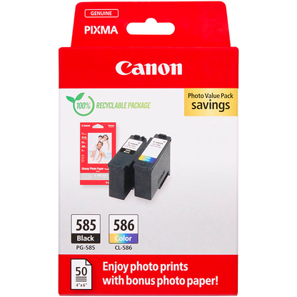 Artikelbild 7 für Canon PG-585 / CL-586 schwarz, color Druckerpatronen + Fotopapier, 2er-Set, Artikelnummer 603817
