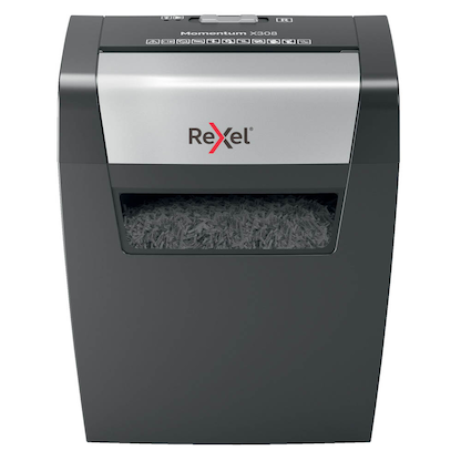 Artikelbild 2 für Rexel Momentum X308 Aktenvernichter mit Partikelschnitt P-3, 5 x 42 mm, bis 8 Blatt, schwarz, Artikelnummer 875056