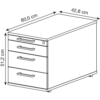 Artikelbild 2 für HAMMERBACHER TC30 Rollcontainer ahorn 4 Auszüge 42,8 x 80,0 x 51,2 cm, Artikelnummer 992628