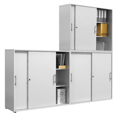 Artikelbild 5 für HAMMERBACHER Schiebetürenschrank, V1753S/5/5/RE lichtgrau 2 Fachböden 120,0 x 40,0 x 110,0 cm, Artikelnummer 978064