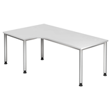 Artikelbild 1 für HAMMERBACHER Orbis höhenverstellbarer Schreibtisch weiß L-Form, 5-Fuß-Gestell silber 200,0 x 80,0/120,0 cm, Artikelnummer 637874