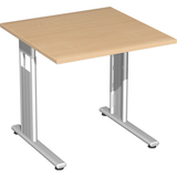 Artikelbild 1 für geramöbel Flex Schreibtisch buche quadratisch, C-Fuß-Gestell silber 80,0 x 80,0 cm, Artikelnummer 881336