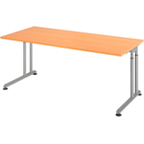 Artikelbild 1 für HAMMERBACHER ZS19 höhenverstellbarer Schreibtisch buche rechteckig, C-Fuß-Gestell silber 180,0 x 80,0 cm, Artikelnummer 991012