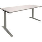 Artikelbild 1 für fm Sidney höhenverstellbarer Schreibtisch lichtgrau rechteckig, C-Fuß-Gestell Quadratrohr silber 180,0 x 80,0 cm, Artikelnummer 371734