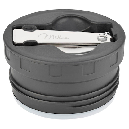 Artikelbild 5 für Milu Isolier-Speisebehälter schwarz 1 Thermobehälter mit Tasche, klappbarer Löffel, 5 farbige Trageschlaufen aus Gummi, Artikelnummer 859791