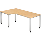 Artikelbild 1 für HAMMERBACHER QS82 höhenverstellbarer Schreibtisch ahorn L-Form, 5-Fuß-Gestell silber 200,0 x 80,0/120,0 cm, Artikelnummer 868719