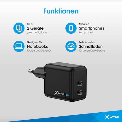 Artikelbild 3 für XLAYER Powercharger 45W Ladeadapter schwarz, 45 Watt, Artikelnummer 256147