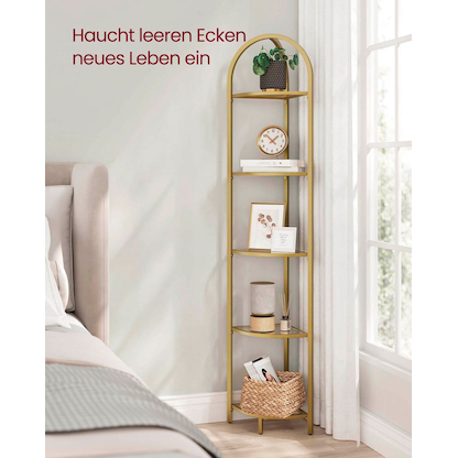 Artikelbild 4 für VASAGLE Eckregal gold 28,0 x 28,0 x 158,0 cm, Artikelnummer 290058