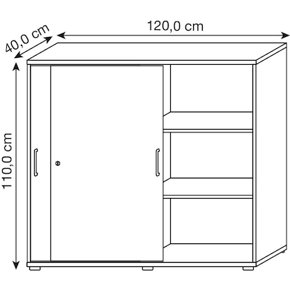 Artikelbild 2 für HAMMERBACHER Schiebetürenschrank 1753S, V1753S/3/3/BS ahorn 2 Fachböden 120,0 x 40,0 x 110,0 cm, Artikelnummer 992594