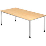 Artikelbild 1 für HAMMERBACHER Orbis höhenverstellbarer Schreibtisch ahorn rechteckig, 4-Fuß-Gestell silber 200,0 x 100,0 cm, Artikelnummer 637999