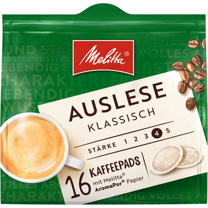 Artikelbild 2 für Melitta Café Auslese Kaffeepads, Arabica- und Robustabohnen kräftig, 16 Pads, Artikelnummer 523670
