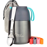 Artikelbild 1 für Milu Isolier-Speisebehälter grau 1 Thermobehälter mit Tasche, klappbarer Löffel, 5 farbige Trageschlaufen aus Gummi, Artikelnummer 860052