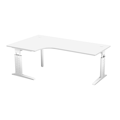 Artikelbild für HAMMERBACHER US82 höhenverstellbarer Schreibtisch weiß L-Form, C-Fuß-Gestell weiß 200,0 x 80,0/120,0 cm, Artikelnummer 865131