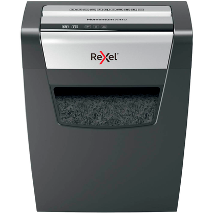 Artikelbild 2 für AKTION: Rexel Momentum X410 Aktenvernichter mit Partikelschnitt P-4, 4 x 28 mm, bis 10 Blatt, schwarz mit 15 Euro CashBack, Artikelnummer 875068