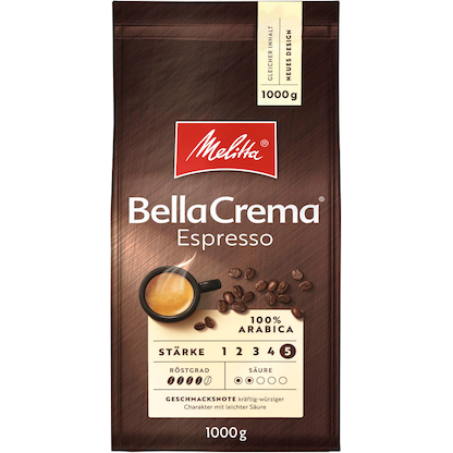 Artikelbild 10 für Melitta BellaCrema Espresso Espressobohnen, Arabicabohnen kräftig, 1,0 kg, Artikelnummer 912105