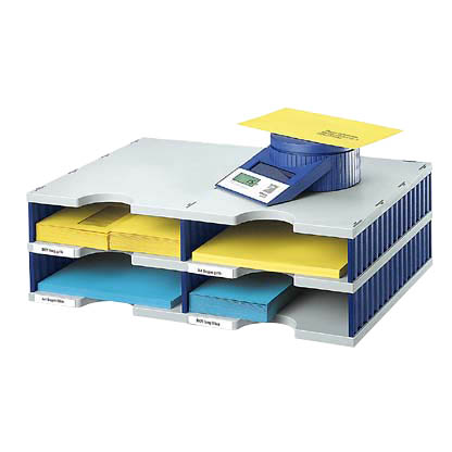 Artikelbild 2 für styro Sortierstation Styrodoc grau/blau mit 4 Fächer, Artikelnummer 444844