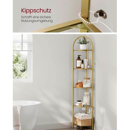 Artikelbild 5 für VASAGLE Eckregal gold 28,0 x 28,0 x 158,0 cm, Artikelnummer 290058