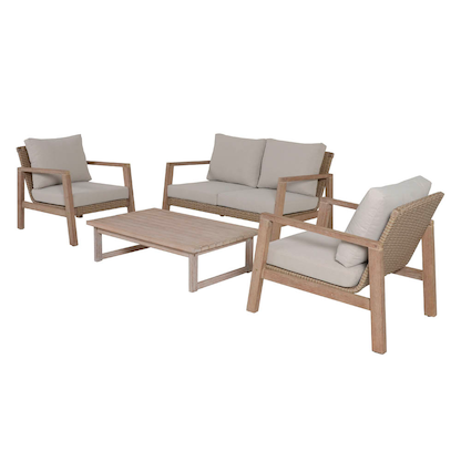 Artikelbild 3 für Garden Pleasure Loungegruppe SAN MATEO beige, braun Holz, 4-teilig, Artikelnummer 543961