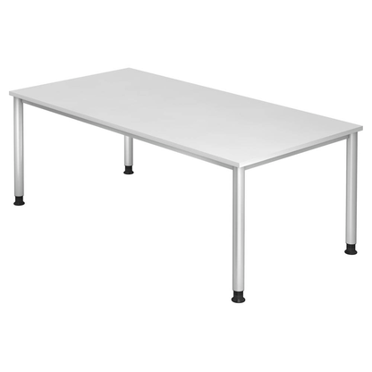 Artikelbild 4 für HAMMERBACHER HS2E höhenverstellbarer Schreibtisch weiß rechteckig, 4-Fuß-Gestell silber 200,0 x 100,0 cm, Artikelnummer 590137