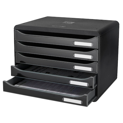 Artikelbild 4 für Exacompta Schubladenbox Big-Box Plus quer Classic schwarz 308714D, DIN A4 quer mit 5 Schubladen, Artikelnummer 460225