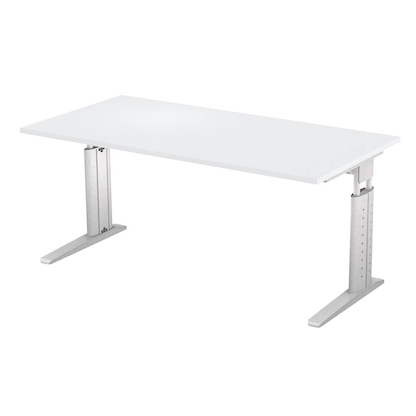 Artikelbild für HAMMERBACHER US16 höhenverstellbarer Schreibtisch lichtgrau rechteckig, C-Fuß-Gestell silber 160,0 x 80,0 cm, Artikelnummer 865511