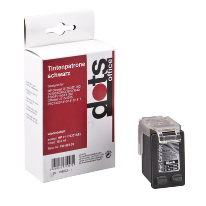 Artikelbild 10 für dots schwarz Druckerpatrone kompatibel zu HP 21XL (C9351A), Artikelnummer 199893