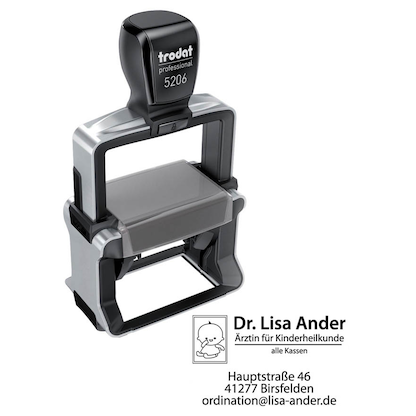 Artikelbild für trodat Textstempel, individualisierbar 5206 selbstfärbend schwarz mit Logo, 1 St., Artikelnummer 320972