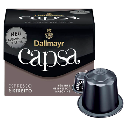 Artikelbild für Dallmayr Capsa ESPRESSO RISTRETTO Kaffeekapseln, Arabica- und Robustabohnen kräftig, 10 Portionen, Artikelnummer 153655