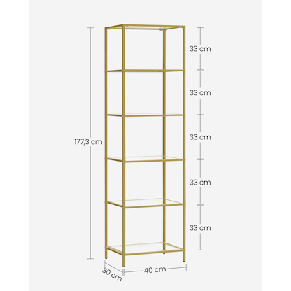 Artikelbild 5 für VASAGLE Bücherregal gold 40,0 x 30,0 x 177,3 cm, Artikelnummer 261049